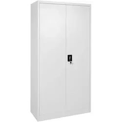 Mendler Aktenschrank HWC-H17, 185x90cm grau - Büroschrank aus 0,6 mm kaltgewalztem Stahl, stabil und abschließbar. Mit höhenverstellbaren Regalböden bietet er viel Platz für Dokumente und Bürobedarf.