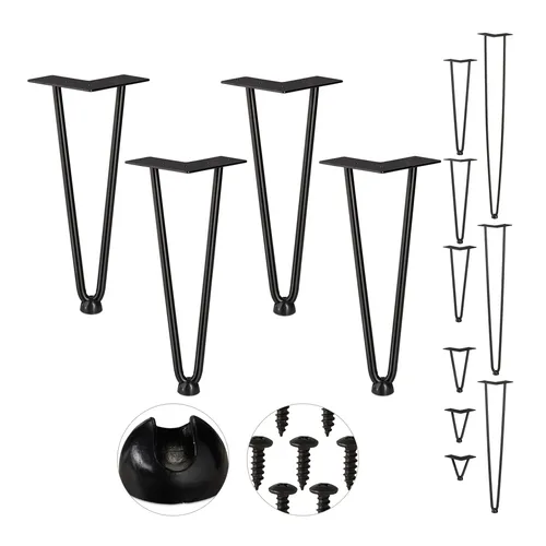 Hairpin Legs Haarnadelbeine - 4 Stück Metall Tischfüße für DIY Möbel - Möbelteile, belastbar bis 150 kg, ideal für kreative DIY-Projekte und stilvolle Möbelgestaltungen.