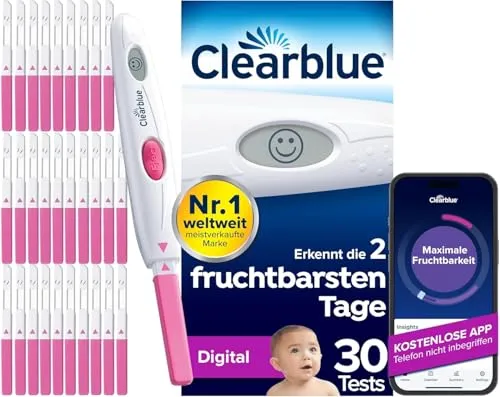 Clearblue Ovulationstest DIGITAL 30er - Schwangerschaftstest für eine präzise Ovulationsbestimmung. Mit 30 Tests und digitaler Testhalterung, um Ihre Chancen auf eine Schwangerschaft zu erhöhen.