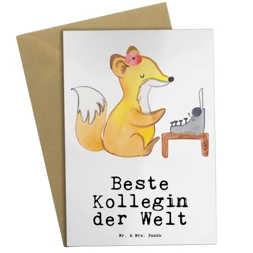 Mr. & Mrs. Panda Beileidskarte Fuchs Beste Kollegin der Welt - Geschenk, osterkarte, einladungskarten, babykarte, Mitarbeiterin, Beruf, Ruhestand, Dankeschön, weihnachtskarten, Büro, Geschenkidee