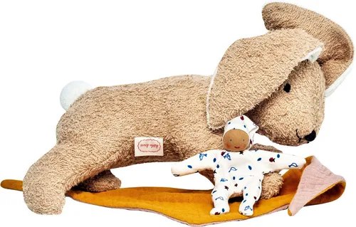 Käthe Kruse Kuscheltier Holly Hase - Kuscheltiere, niedlicher Hase aus Baumwolle und Polyester, ideal zum Kuscheln ab Geburt, mit buntem Musselin-Dreieckstuch für zusätzlichen Spaß.