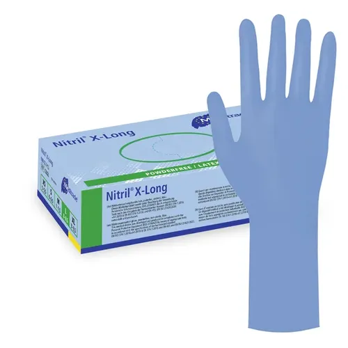 Nitrilhandschuhe Meditrade X-long blau L 100 Stück/Box Gr. 9, Untersuchungshandschuh 30 cm lang, 100 Stück