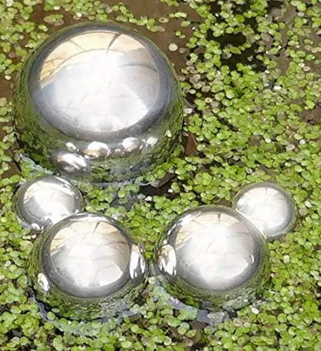 LB H&F Lilienburg Dekokugel 6er SET Schwimmkugel Schwimmkugel Teichkugel Teichkugeln (Dekokugeln Wasserkugeln Wasserkugel, Kugeln Garten Dekoration Brunnen Teichdeko Rosenkugel), silber Metall Edelstahl Deko Teich Miniteich Gartenteich Kugel