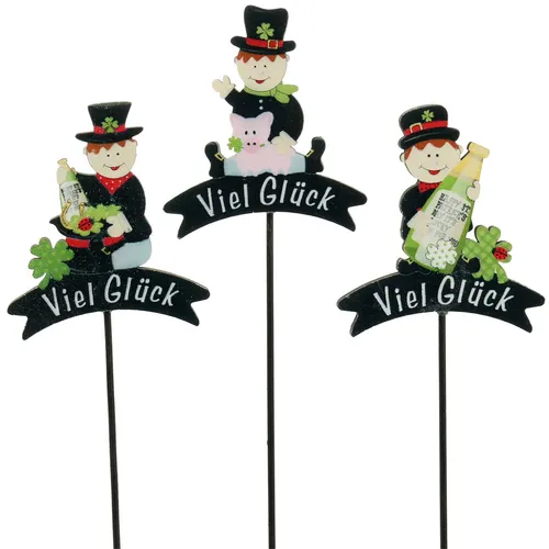 Schornsteinfeger Glücksbringer Silvesterdeko Holzstecker, 12 Stück - Klassische Silvesterdeko aus Holz, ideal für festliche Anlässe. Mit 12 hübschen Glücksbringern bringen Sie Freude ins neue Jahr!