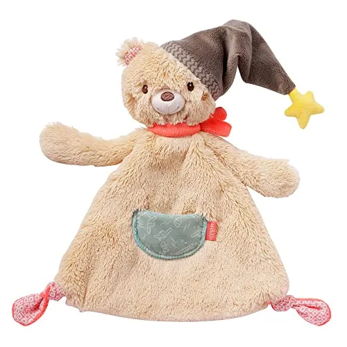Fehn Schmusetuch Baby Schnuffeltuch mit Bär Köpfchen - Kuscheltuch für Neugeborene - Kuscheltier Spielzeug Stofftier - Plüschtier Stofftuch zum Kuscheln für Babys und Kleinkinder ab 0+ Monaten