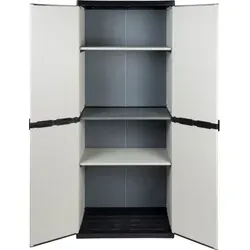 Kunststoffschrank 'Armadio' mit 3 Einlegeböden - Wohnzimmerschrank mit 3 höhenverstellbaren Böden, ideal zur ordentlichen Aufbewahrung drinnen und draußen. Werkzeugloser Aufbau in Minuten und spritzwassergeschützte Komponenten für vielseitige Nutzung.