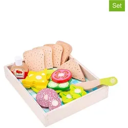 Woet Sandwich-Set für kreative Spielküchen - Entdecke das Woet Sandwich-Set mit Holzmaterial für fantasievolles Spielen. Enthält 1 Tablett, 1 Messer und 6 Brotscheiben. Perfekt für Kinder ab 2 Jahren, um ihre Kochkünste zu entfalten.