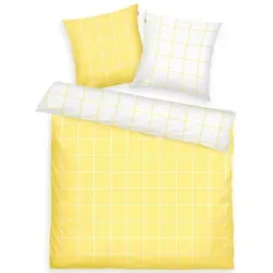 TOM TAILOR HOME Bettwäsche LARGE CHECK in Gr. 135x200cm oder 155x220cm, Renforcé, 3 teilig, new bedroom, gewebtes Label gelb