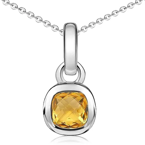 Materia Citrin Stein Kette Silber 925 Damen Anhänger KA-248-Citrin_K141