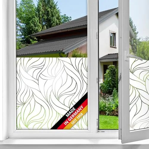 d-c-fix Fensterfolie Antwerpen - 45 cm x 1,5 m – statische Sichtschutzfolie mit modernem Muster für Glasflächen – selbsthaftend, blickdicht, dekorativ