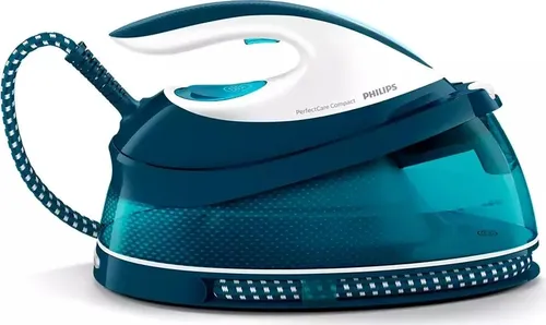 Philips Dampfbügeleisen PerfectCare Compact - Bügeleisen mit automatischer Abschaltung und SteamGlide Grundplatte für müheloses Bügeln, 2400 W Leistung für schnelle Ergebnisse.
