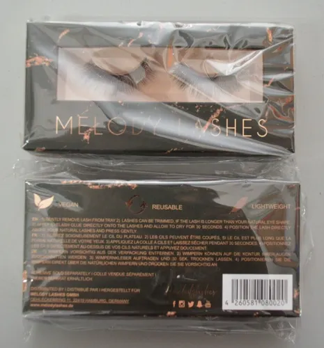 2x MELODY LASHES Fluff Kollektion Synthy Elin Künstliche Wimpern 2 paar
