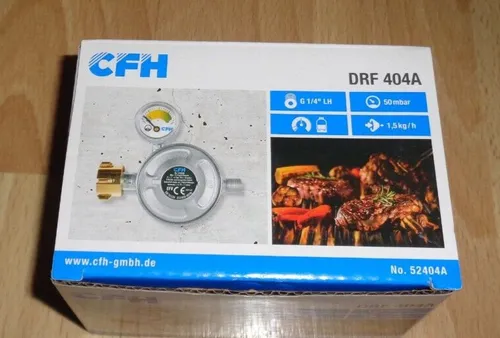 CFH® DRF 404A Gasdruckregler Füllstandsanzeige Druckregler Manometer 50 mbar,NEU