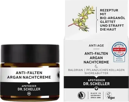 APOTHEKER DR. SCHELLER Anti-Falten Argan Nachtcreme, 50 ml - Nachtpflege mit hochwirksamem Arganöl, regeneriert die Haut über Nacht und reduziert Falten sichtbar.