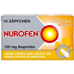 NUROFEN Junior 125 mg Zäpfchen für Kinder - Praktische Zäpfchen für Kinder ab 2 Jahren bei Fieber und Schmerzen, ideal für schwierige Einnahmesituationen. Leicht zu öffnende Blisterverpackung für einfache Anwendung.