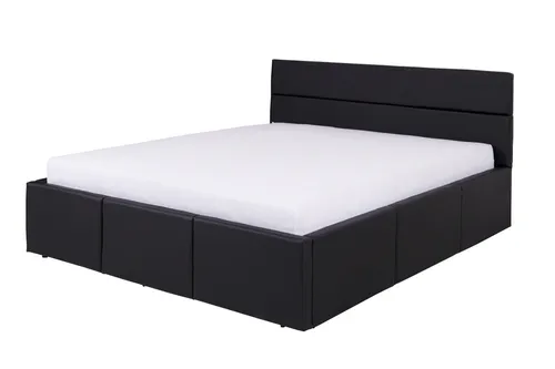 Polsterbett Doppelbett LABRI Komplettset Kunstleder Schwarz 160x200cm - Stylisches Polsterbett in Schwarz mit praktischem Bettkasten und komfortabler Matratze. Ideal für Ihr Schlafzimmer, bietet es eine elegante Lösung für erholsamen Schlaf.