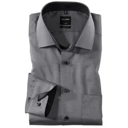 OLYMP Herren Oberhemd Langarm Luxor, Natté, modern fit, schwarz - Herrenhemden mit modern fit und Natté-Muster, ideal für stilbewusste Männer. Pflegeleicht und komfortabel für den täglichen Gebrauch.