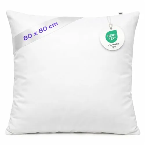 Wolkenfeld Kopfkissenbezug 80x80 – Weicher Kissenbezug für Standardkissen – Öko-Tex Zertifiziert – Kissenhülle mit verdecktem Reißverschluss – Pflegeleicht & atmungsaktiv – Weiß
