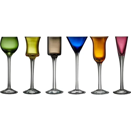 Lyngby Glas Schnappsglas, Likörglas, 6-teilig, Assorted Farben - Farbige Schnappsgläser für gesellige Anlässe, ideal für Partys und besondere Feierlichkeiten.
