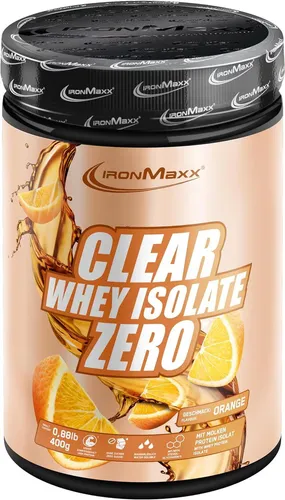 IronMaxx® Nutrition Clear Whey Isolate Zero Orange - Sportnahrung mit hochwertigem Molkeneiweißisolat, ideal für eine schnelle Erfrischung nach dem Training. Erfrischender Orangengeschmack ohne Zuckerzusatz.