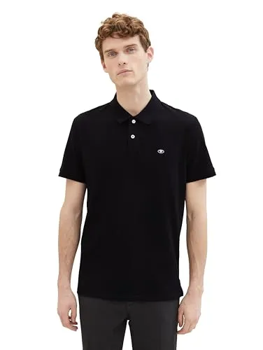 TOM TAILOR Herren Basic Piqué Poloshirt, 29999 - Black, M