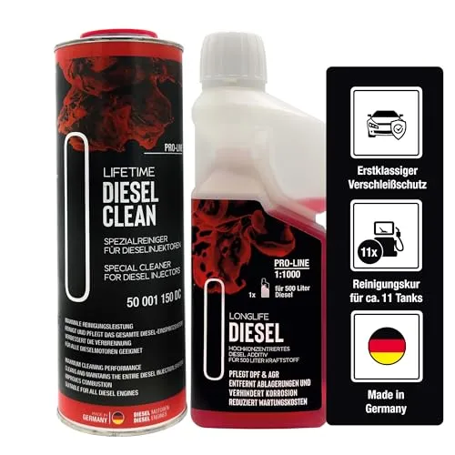 LIFETIME Diesel Additiv Injektor & System Reinigungs-Kur Pro-Line | Diesel Systemreiniger, Injektor Reiniger | Umfassende Reinigung und Pflege für alle Dieselmotoren | alle 10.000km