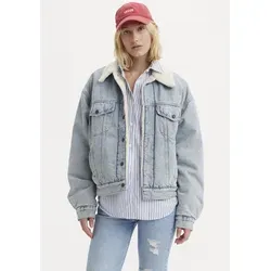 Levi's Damen 90S Sherpa Trucker Jeansjacke, Morning Sunlight, L - Funktionsjacken mit einzigartigem 90er-Jahre-Profil und warmem Sherpa-Futter, ideal für stilvolle und gemütliche Outfits.