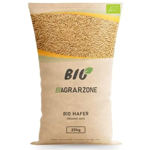Agrarzone Bio Hafer 20 kg - Energiereiches Kraftfutter für Pferde, Geflügel, Nager & Nutztiere - Bio Futterhafer mehrfach gereinigt & staubarm - Bio Getreide aus Österreich