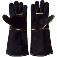 Sannover Grillhandschuhe Schwarzem Leder Hitzebeständig Kamin-Handschuhe