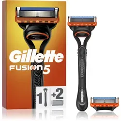 Gillette Fusion5 Rasierer + 2 Ersatzbürstenköpfe - Manueller Rasierer für Herren mit präzisen Klingen. Genießen Sie eine glatte Rasur, ganz nach Ihren Wünschen. Einfach zu reinigen und ideal für den täglichen Einsatz.