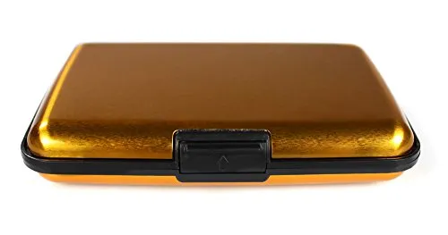 com-four® Kreditkarten-Etui - Schutzhülle für Visitenkarten und Geldscheine - spritzwassergeschütze Geldkarten-Tasche - Kartenorganizer (goldfarben - 1 Stück)