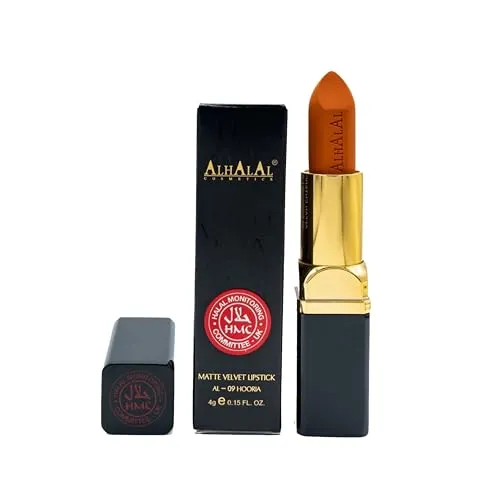 Al Halal matter Samt-Lippenstift Lang anhaltend bis zu 16 Stunden halt Vegan und frei von Tierversuchen (AL-09-HOORIA)
