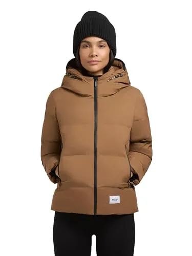 KHUJO Damen Winterjacke "Liev-YM" - Hochwertige Funktionsjacke in Hellbraun, Größe XL - Funktionsjacke für Damen, wasserabweisend und winddicht, mit großer Kapuze und praktischen Taschen für optimalen Komfort an kalten Tagen.