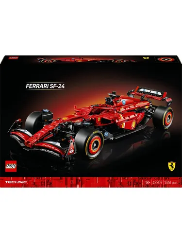 LEGO Technic 42207 Ferrari SF-24 F1 Rennauto - Baue das authentische LEGO® Technic Ferrari SF-24 F1 Rennauto im Maßstab 1:8 mit 2-Gang-Getriebe und verstellbarem Heckflügel – ein fesselndes Projekt für Formel-1-Fans!