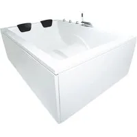 Basera Badewanne XXL Wave 180 x 130 cm für 2 Personen - Badewanne mit Wasserfall und LED-Ambiente, bietet entspannende Farblichtspiele und höchsten Komfort durch gepolsterte Kopfstützen und optimierte Rückenschrägen.