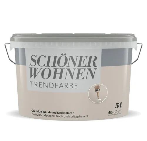 SCHÖNER WOHNEN FARBE Dispersionsfarbe »Trendfarbe«, Cosy, matt, 5,0 l - beige - Farben & Lacke – Hochdeckende, matte Wandfarbe für innen, leicht zu verarbeiten und ideal für bis zu 60 m² Fläche. Lösemittelfrei und strapazierfähig für ein perfektes Wohnambiente.