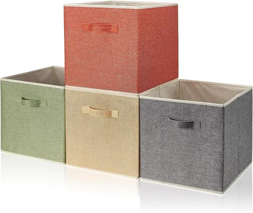 Aufbewahrungsbox Stoff 4er Set - Ordnungssystem für Schrank und Regal - Praktisches 4er Set Aufbewahrungsboxen aus Stoff, ideal für Ordnung im Schrank und Regal, mit praktischen Griffen für einfaches Herausnehmen.