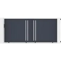 Casanoov Schiebetor Giona 350x160cm Aluminium & 2 Eifel Pfosten H.190cm Grau - Graues Schiebetor GIONA (350x160 cm) mit 2 stabilen Aluminiumpfosten (H.190 cm) für sichere Abgrenzungen im Außenbereich. Ideal für Garten- und Grundstückszäune.