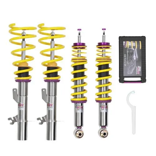 KW Gewindefahrwerk V3 Variante 3 INOX für Audi 80 90 89 - Sportliches Gewindefahrwerk für verbesserte Fahrdynamik und Handling. Ideal für Tuning-Fans, die Wert auf Performance legen. Robuste INOX-Ausführung sorgt für Langlebigkeit und Zuverlässigkeit.