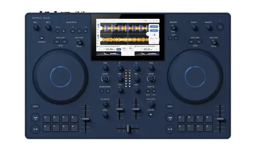 AlphaTheta Omnis Duo - 2-Deck All-in-One DJ System, kabelloses DJing mit bis zu 5 Stunden Akkulaufzeit und Bluetooth-Audioausgang für spontane Partys