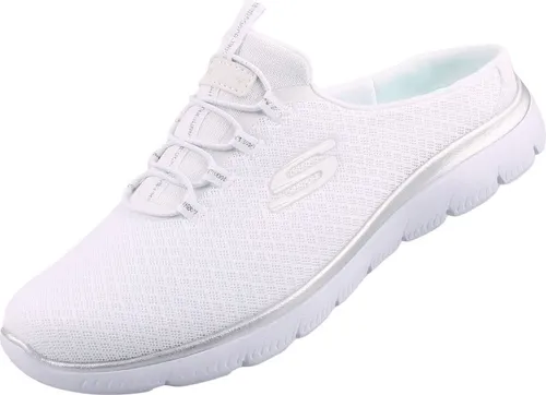 Skechers SUMMITS SWIFT STEP Sabot - Vegan Sommerschuh in Weiß - Pantoletten in veganer Verarbeitung mit Skechers Memory Foam für hohen Tragekomfort. Waschmaschinenfest und ideal für lässige Sommertage.