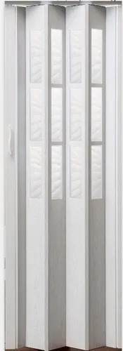 Vivaldi Falttür Schiebetür Weiß gewischt mit Fenster - Falttüren für Türbreiten bis 84 cm, teils vormontiert, mit Fenster und kürzbar – ideal für platzsparende Lösungen in jedem Raum.