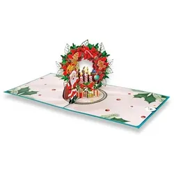 paperdora Weihnachtskarte 3D Pop-Up-Karte „Weihnachten“ mit Umschlag und Wachssiegel - Grußkarte, Weihnachten Geschenk