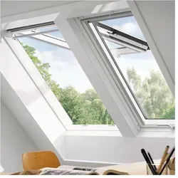 VELUX Dachfenster GPL 2070 Klapp-Schwingfenster Holz THERMO weiß Fenster, 134x98 cm (UK04)