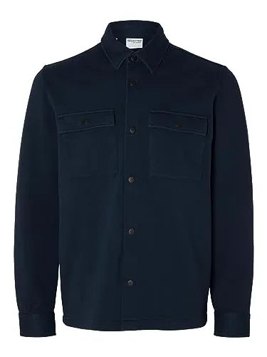 SELECTED HOMME Herren Slhjackie W Noos Sweat Jacket, Navy Blazer, XXL EU - Funktionsjacke mit durchgehender Druckknopfleiste und stilvollen Brusttaschen – ideal für lässige Outfits und Komfort.