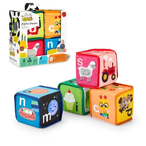 Baby Einstein Alpha Stacks Weiche Bauklötze, multisensorisch und leicht, für Kinder ab 3 Monaten und älter