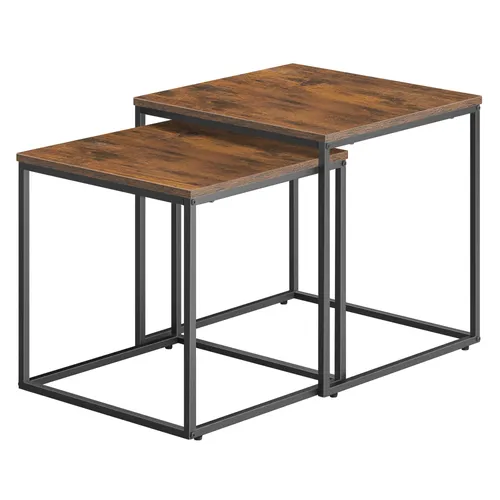 Couchtisch quadratisch 2er Set für Wohnzimmer – Platzsparende Beistelltische im Loft-Design - Praktisches 2er Set Couchtische im modernen Loft-Design. Der kleinere Tisch lässt sich unter den größeren schieben und spart so Platz. Robuste Konstruktion aus Holzwerkstoff und Stahl – ideal für vielseitige Einsätze im Wohnbereich.