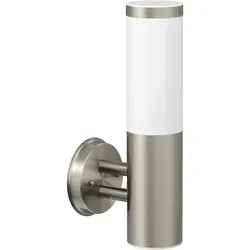 ledscom.de Wandleuchte PORU für außen, IP44, Edelstahl, edelstahl matt, rund, 1x E27 max. 40W