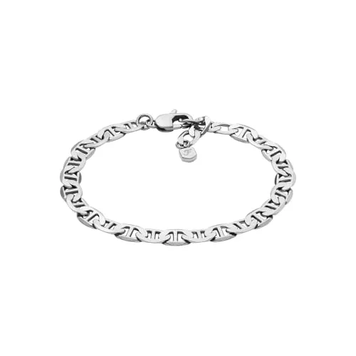 Fossil Heritage Silver JA7239040 Armband - Armband für Damen aus hochwertigem Edelstahl, stilvolles matt-glänzendes Finish und sicherer Karabinerverschluss für optimalen Tragekomfort.