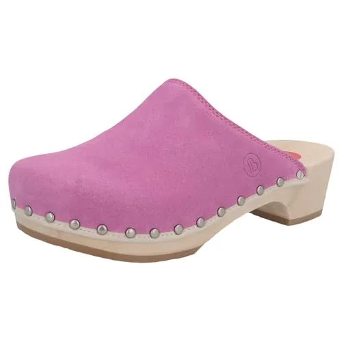 Berkemann Damen Metro-Toeffler Holzschuh, pink, 39.5 EU - Damen Clogs aus hochwertigem Leder mit original 5-Phasen-Fußbett für optimalen Tragekomfort und natürlichen Abrollvorgang. Ideal für den Alltag!